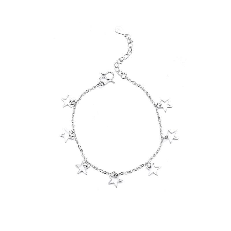 

Серебряный браслет S925, браслет с полой звездой, корейский персонализированный универсальный браслет с пятиконечной звездой, лучший друг