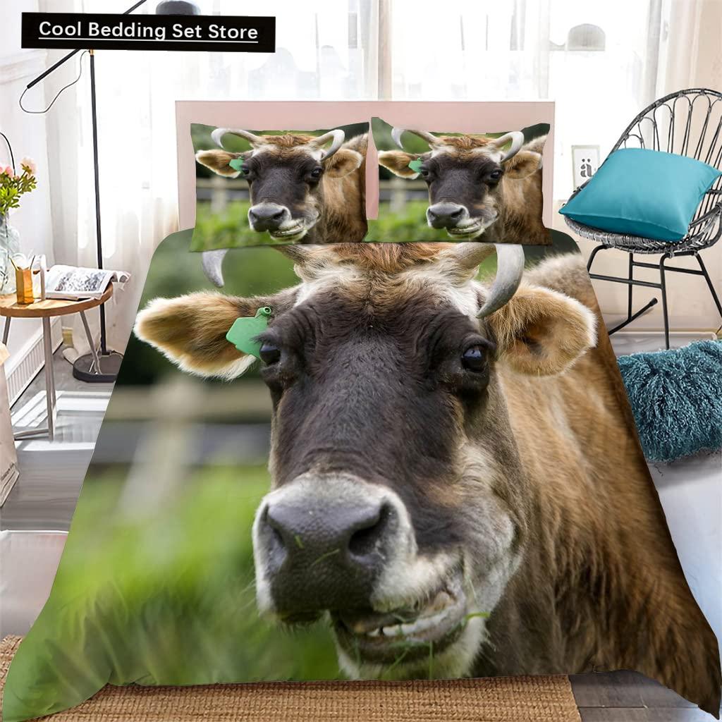 Comforter Cow Herd Pattern King Queen Bedding Set Highland Bull Farm Animal Dairy Cattle Comforter Polyester