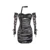 Sexy rückenfreies, trägerloses Kleid, schwarz, figurbetont, gerüscht, Nachtclub, Partykleider, schulterfrei, für Damen, Sommer