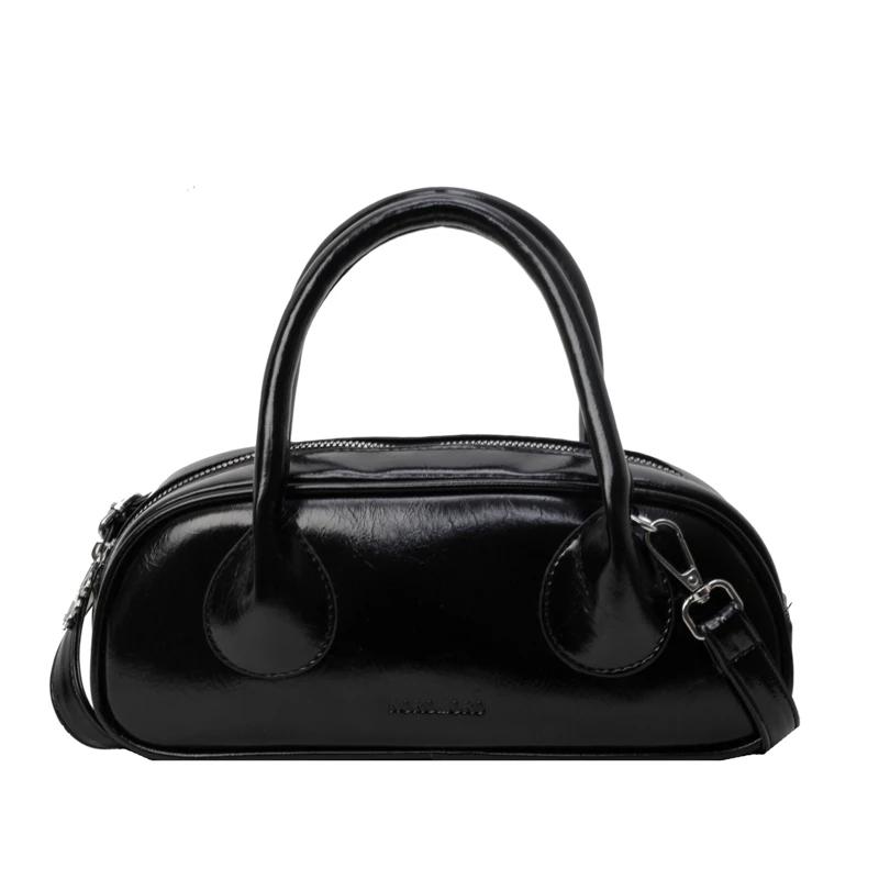 Casual solid interior compartment shoulder bag for women high quality PU zipper bags stitching line
