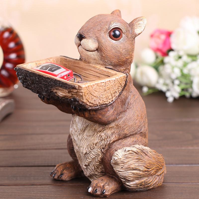 Creative Key Sundries Storage Tray Home Living Room Shoe Cabinet Ornaments European Squirrel Storage Home Decorations