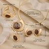 Vintage Leopard Print 5-piece Set Elegant Golden Letter Collar and Earrings, Ring, Bracelet Set
