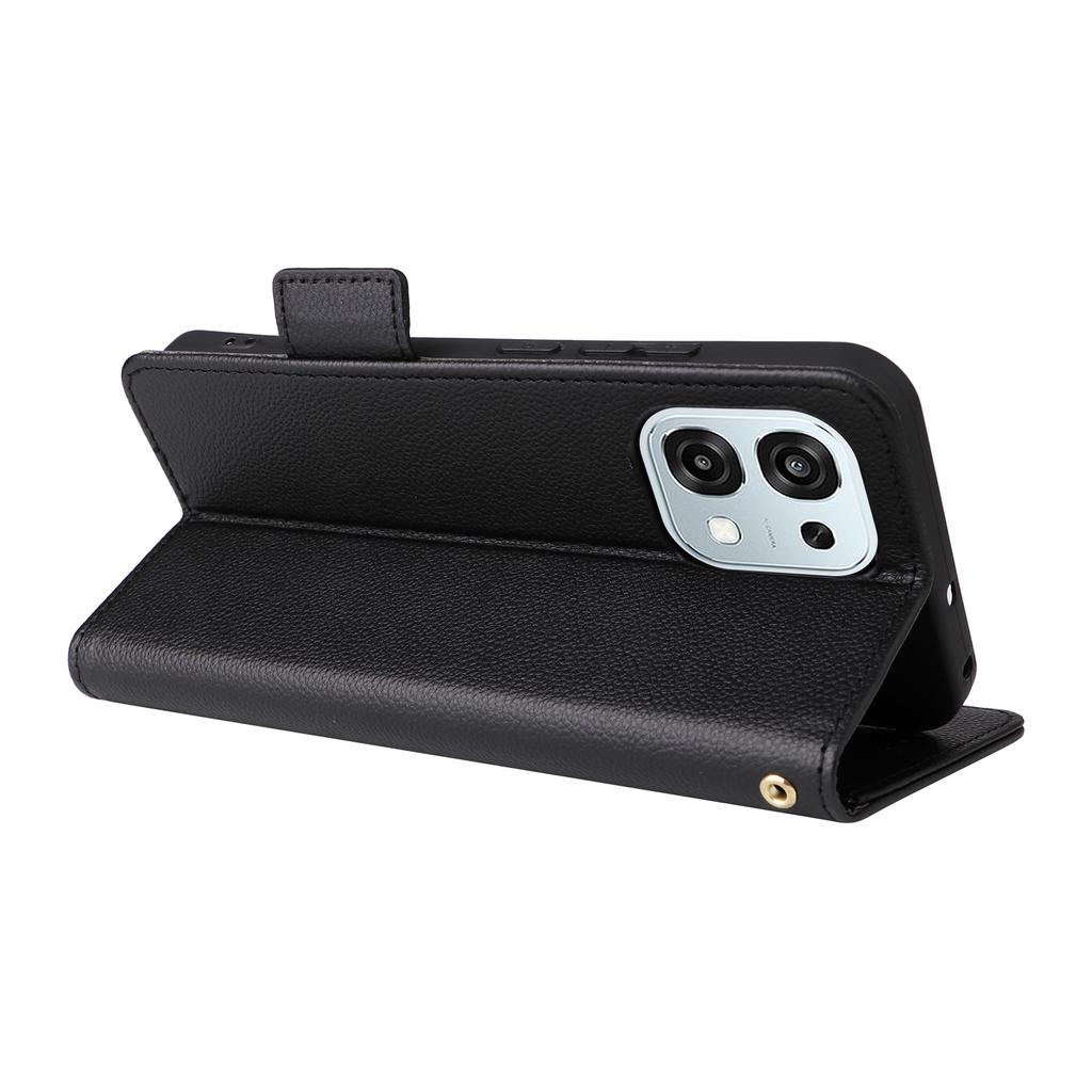 Leather Case for Oppo A6 Pro 4G/A6 Pro 5G/F31 5G Litchi Texture Wallet Phone Cover with Wrist Strap