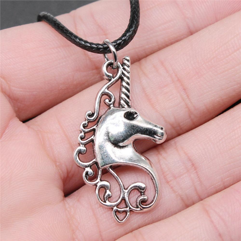 45cm Necklace Leather Chain Big Elephant And Horse Wedding Jewelry Findings QN027