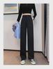 Women's Black Wide-Leg Suit Pants, 2024 Spring Design, High-Waist, Loose Drape, Floor-Length Casual Trousers