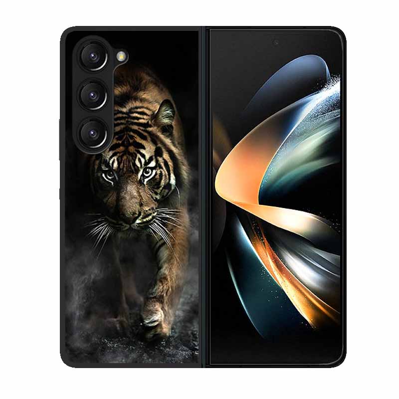 For Samsung Z Fold 6 Phone Case Cover Wolf Black Plastic Hard Back Cover Case For Samsung Galaxy Z Fold6 Fold 4 3 2 5 Case Funda