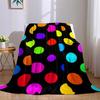Neon Rainbow Polka Dot Flannel Blanket Warm Soft Halloween Christmas Decorative Couch Warm Cozy All-Season Gift