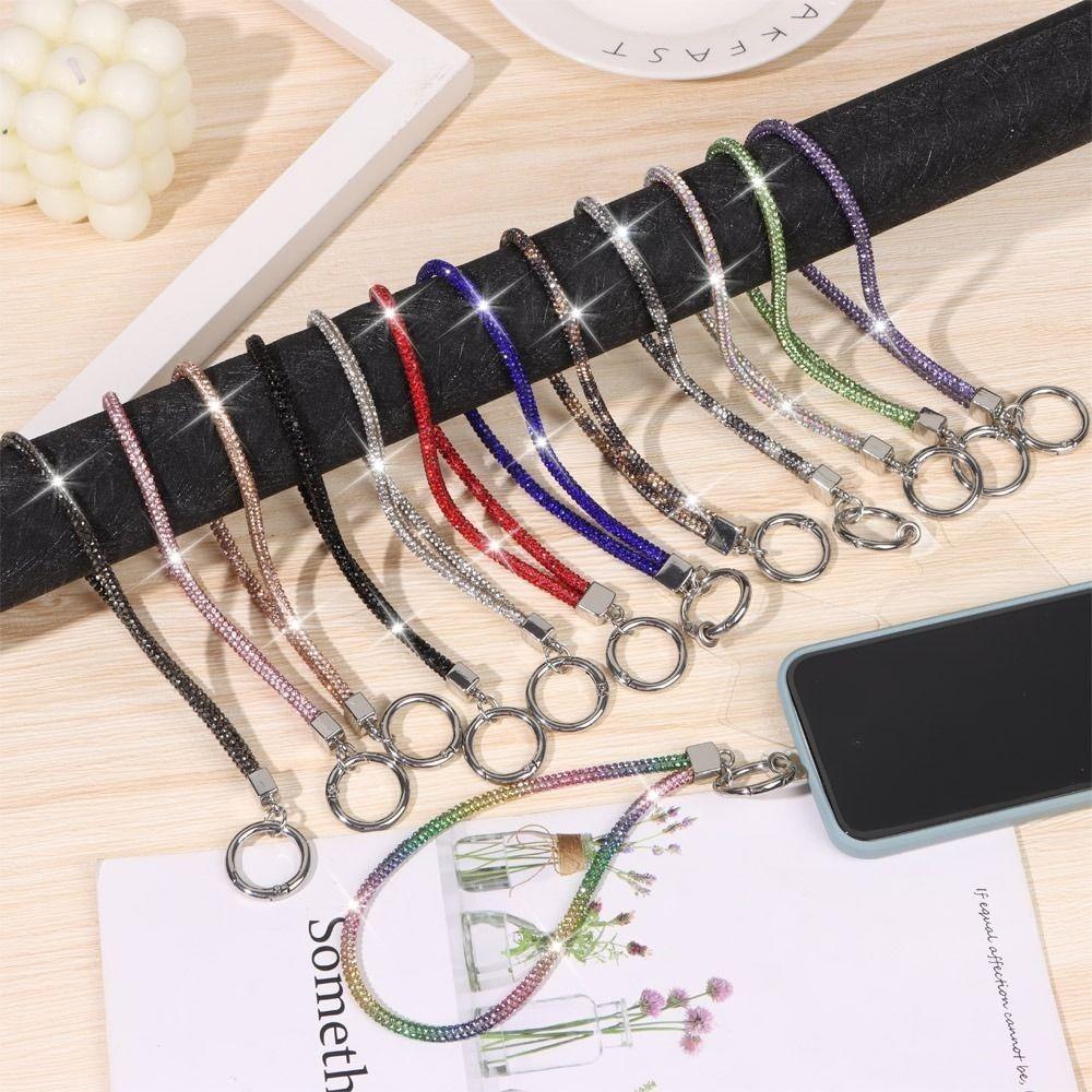Handheld Glitter Rhinestone Phone Lanyard Hanging Cord Mobile Phone Chain  Girls New Year Gift