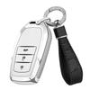 [TECART] Toyota Prius Corolla Crown Harrier Hilux Aqua Smart Key Case Smart Key Cover 3 Buttons, Silver A