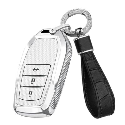 [TECART] Toyota Prius Corolla Crown Harrier Hilux Aqua Smart Key Hülle Smart Key Abdeckung 3 Tasten, Silber A