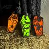 Solid Wood Halloween Craft Casket Decor, DIY Bat Ghost Ornament with Lights, Horror Decoration Spooky Graveyard Scene Prop for Party Home