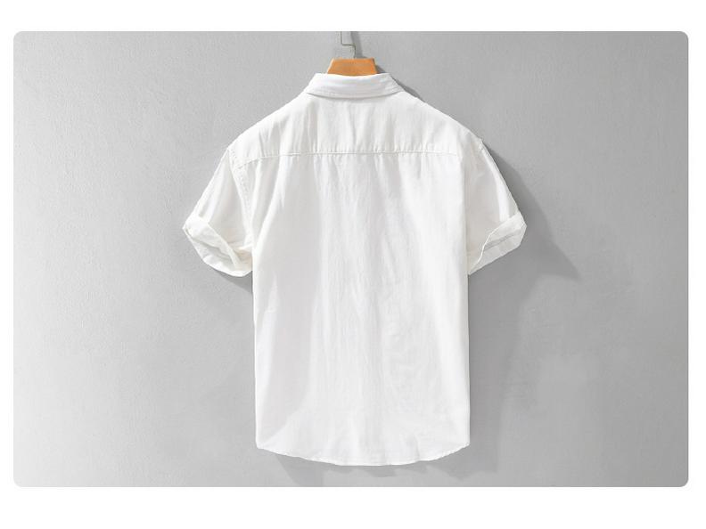 Men's Summer Short-Sleeve Cotton Shirt - Comfortable, Breathable, Business Casual