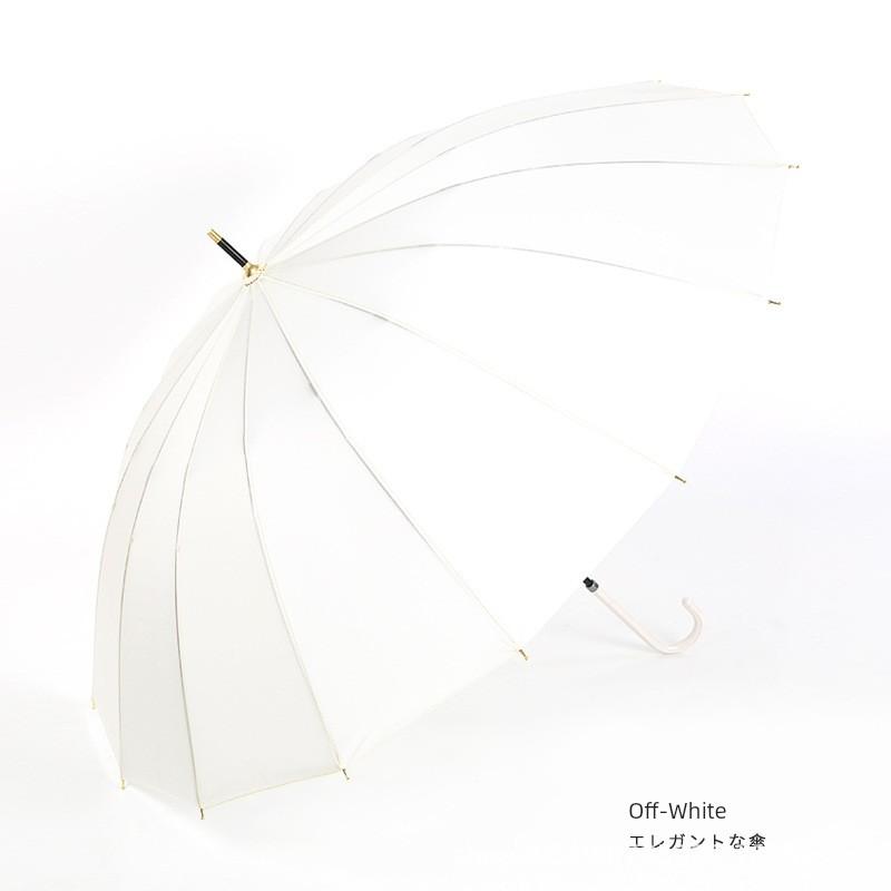 Long-Handled Umbrella with Hook Handle, 16 Ribs, Automatic, Wind-Resistant, Double-Person, Curved Handle, Large Umbrella, High Aesthetic Value