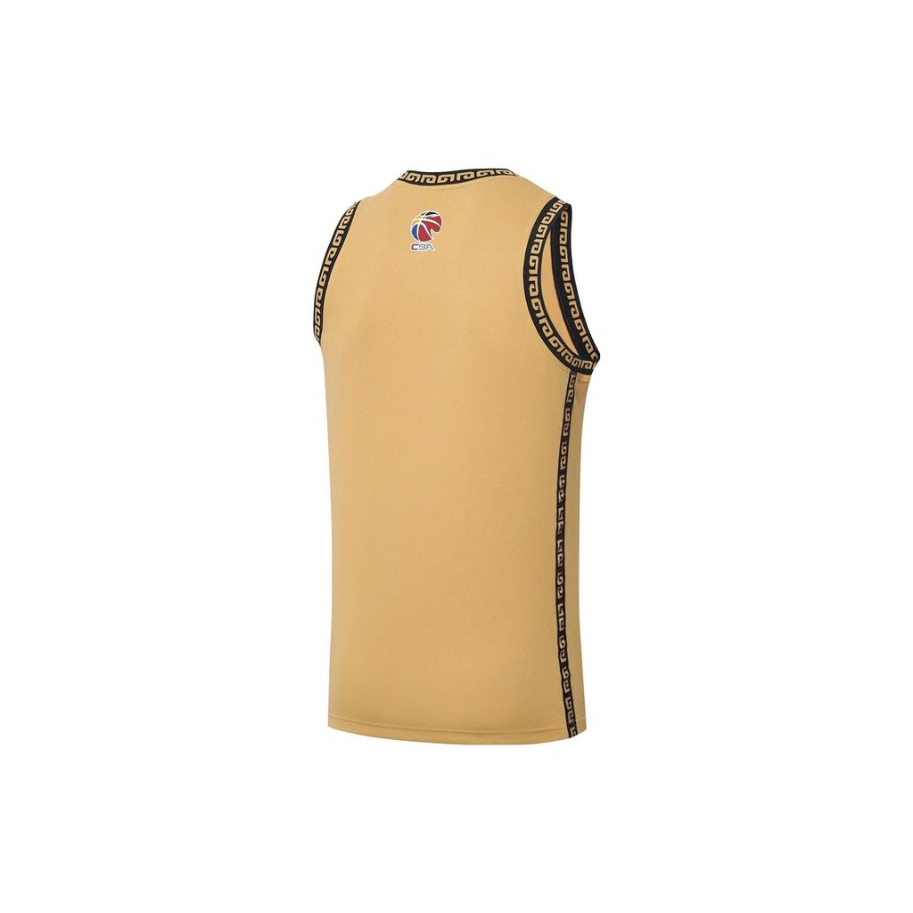 Li-Ning Professional Basketball Series Solid Color Printed Logo Crew Neck Basketball Vest Men Tops Yellow AAYS445-1