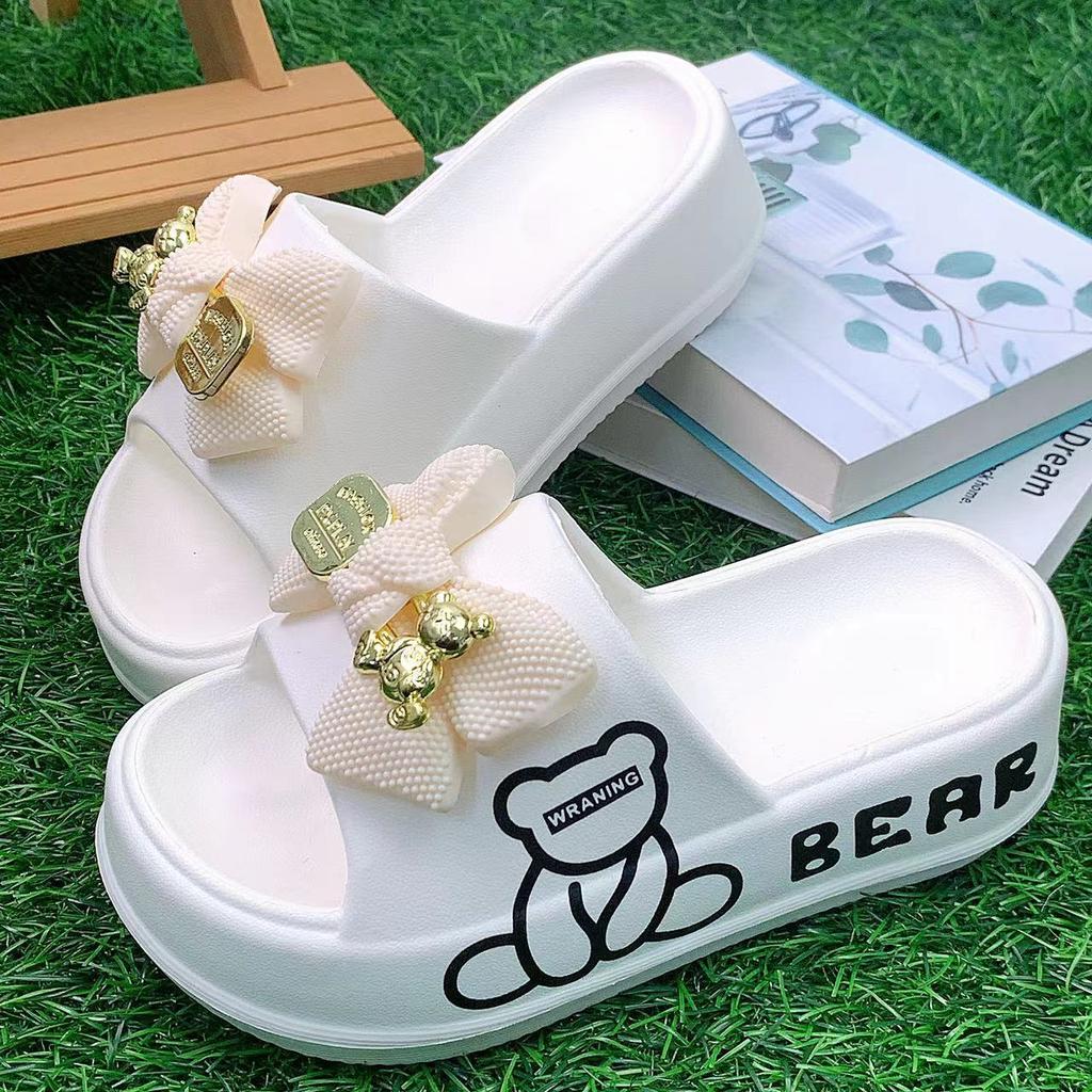 Slippers Women's New Thick-soled Bear Bow EVA Slippers Women's Spring and Summer Fashion One-word Slippers