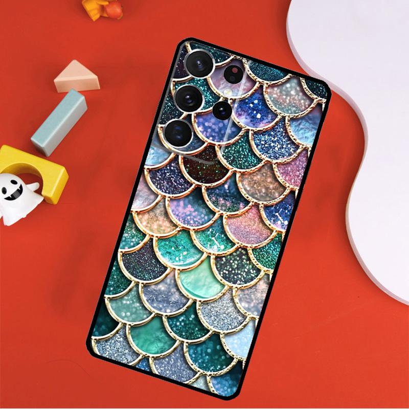 Watercolor Faux Mermaid Scales Phone Case For Samsung Galaxy S25 Ultra S24 Ultra S9 S10 S20 S21 S22 S23 Plus S24 FE Cover