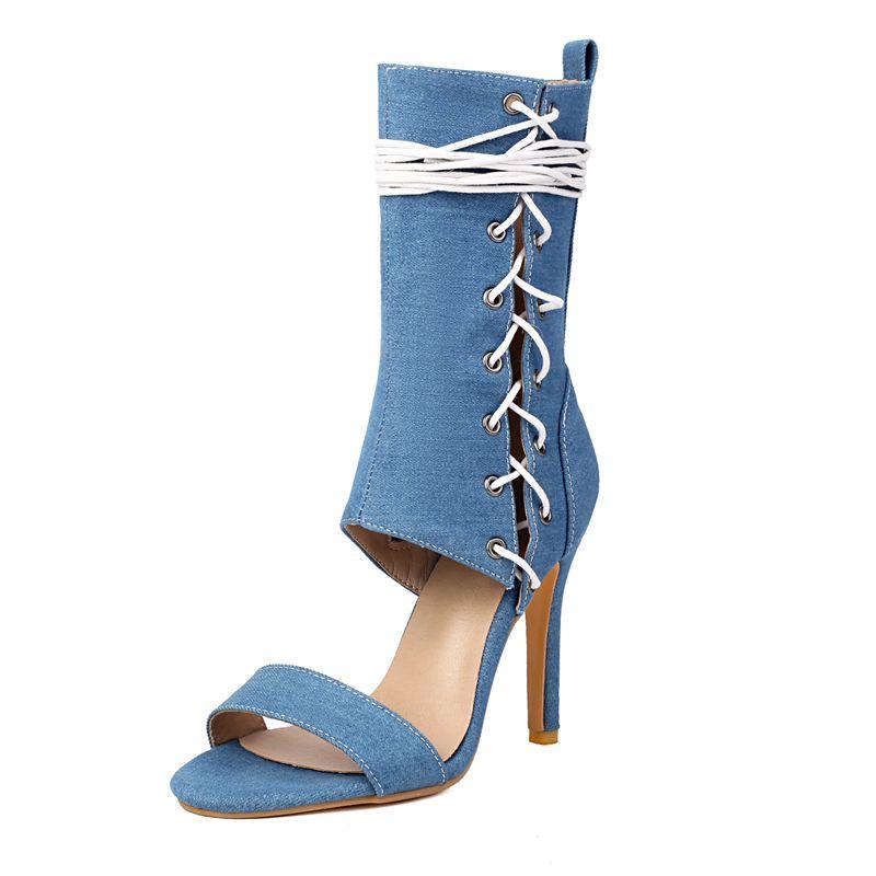 New Design Female Sandals Zipper Lace Up Stiletto 10.5cm Peep Toe Large Size 45 46 47 48 Fashion Dating Party Shoes
