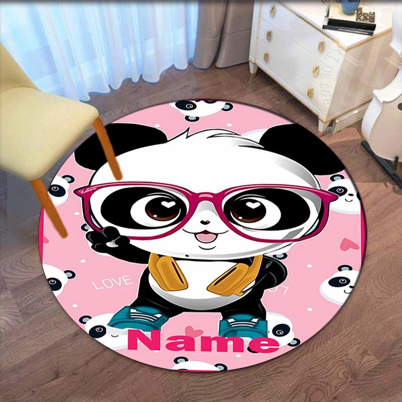 Custom Name Luluca Panda Printed Round Rug Carpet Chair Rug Area Rug Entryway Doormats,for Office Chair Living Room Bedroom Kitchen Room.