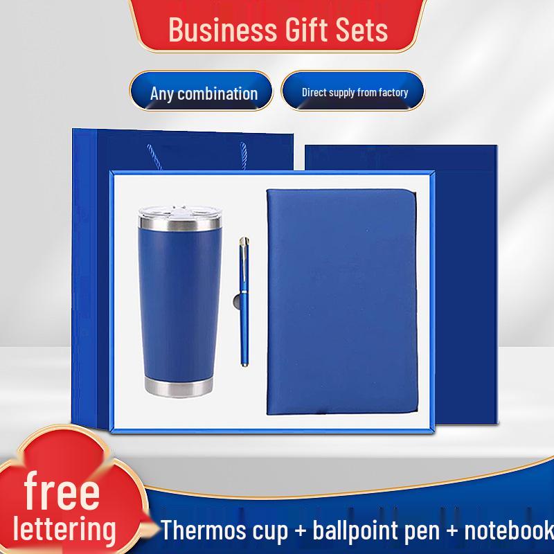 2025 Premium Business Gift Set: Insulated Stainless Steel Cup, Power Bank, & Practical Notebook Souvenir золотой