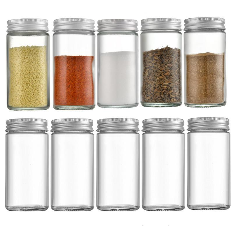 Glass Seasoning Jar With Lid Condiment Pot Kitchen Supplies Materials Spice Canister Set Kitchen Supplies 4 Pcs/lot