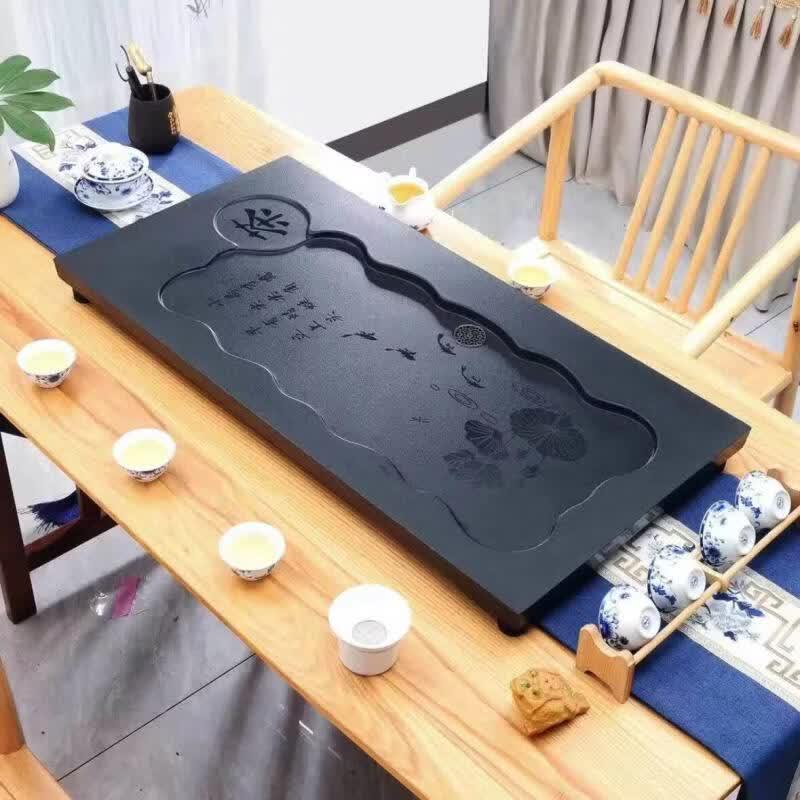 Qiwei Large Acrylic Imitation Stone Drainage Tea Tray