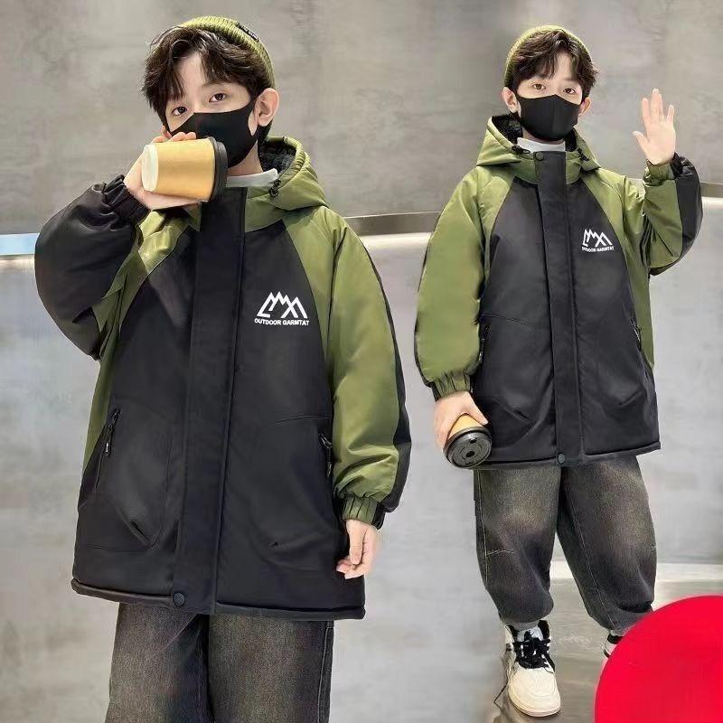 Boys' Fleece-Lined Cotton Jacket, Winter Children's Thickened Outdoor Jacket