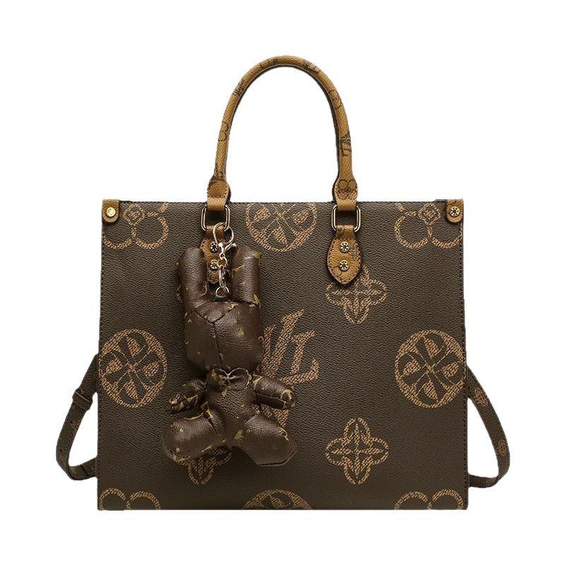 Damska torebka, Torebka typu light luxury, Duża torba, Nowy styl high-end, Vintage torba tote z kwiatowym wzorem, Damska torba na jedno ramię o dużej pojemności