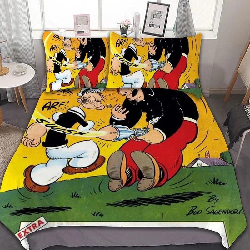 Exquisite 3D the Sailor Wallpaper Cartoon P-Popeyes Digital Printing Bedding Set Duvet Cover Comforter Bed Boys Girls Gift