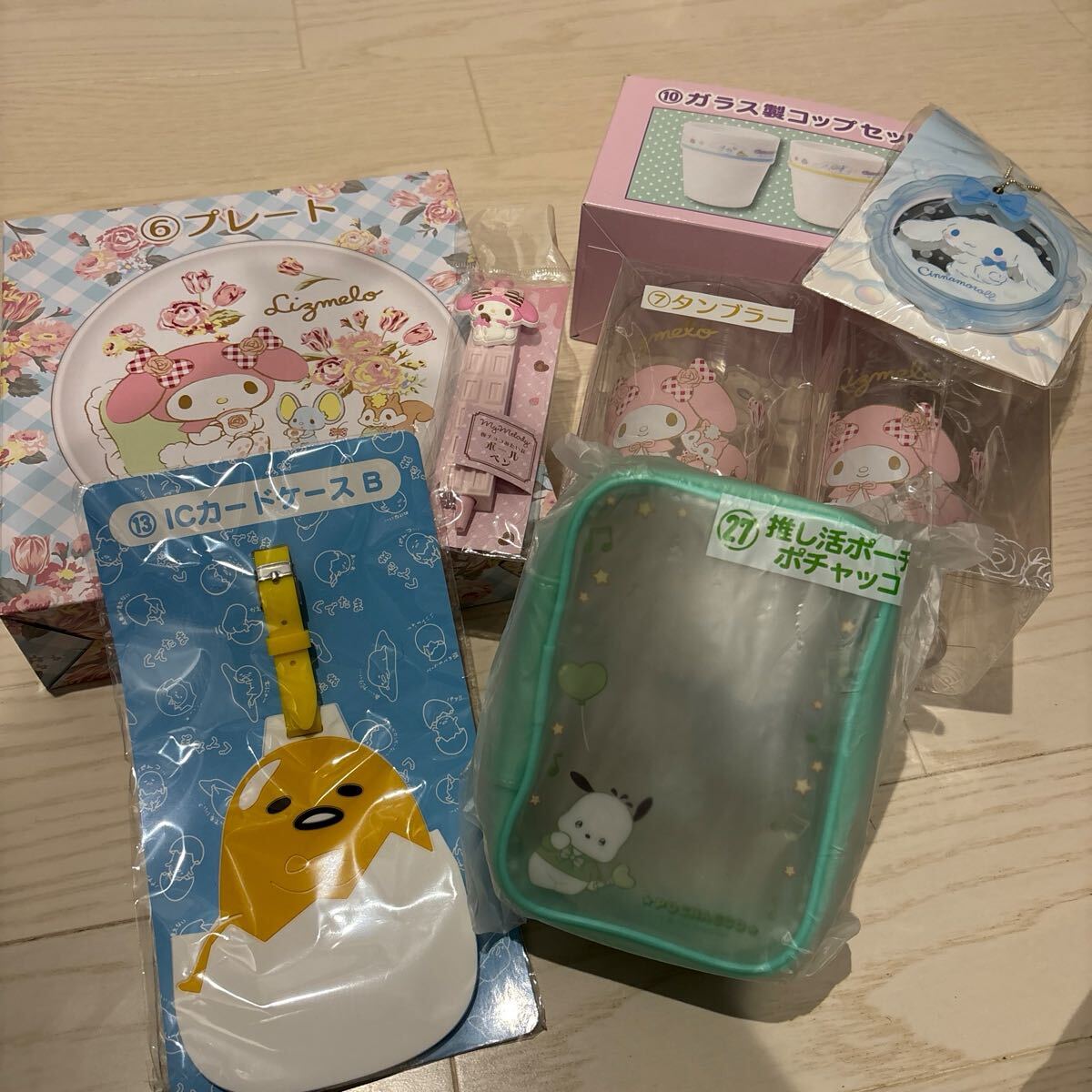 [USED]Sanrio Set Goods Ichiban Kuji Winning Lottery Tickets Bulk Bulk Sale My Melody Cinnamon Roll Pochacco Gudetama Kitchen Supplies Pouch