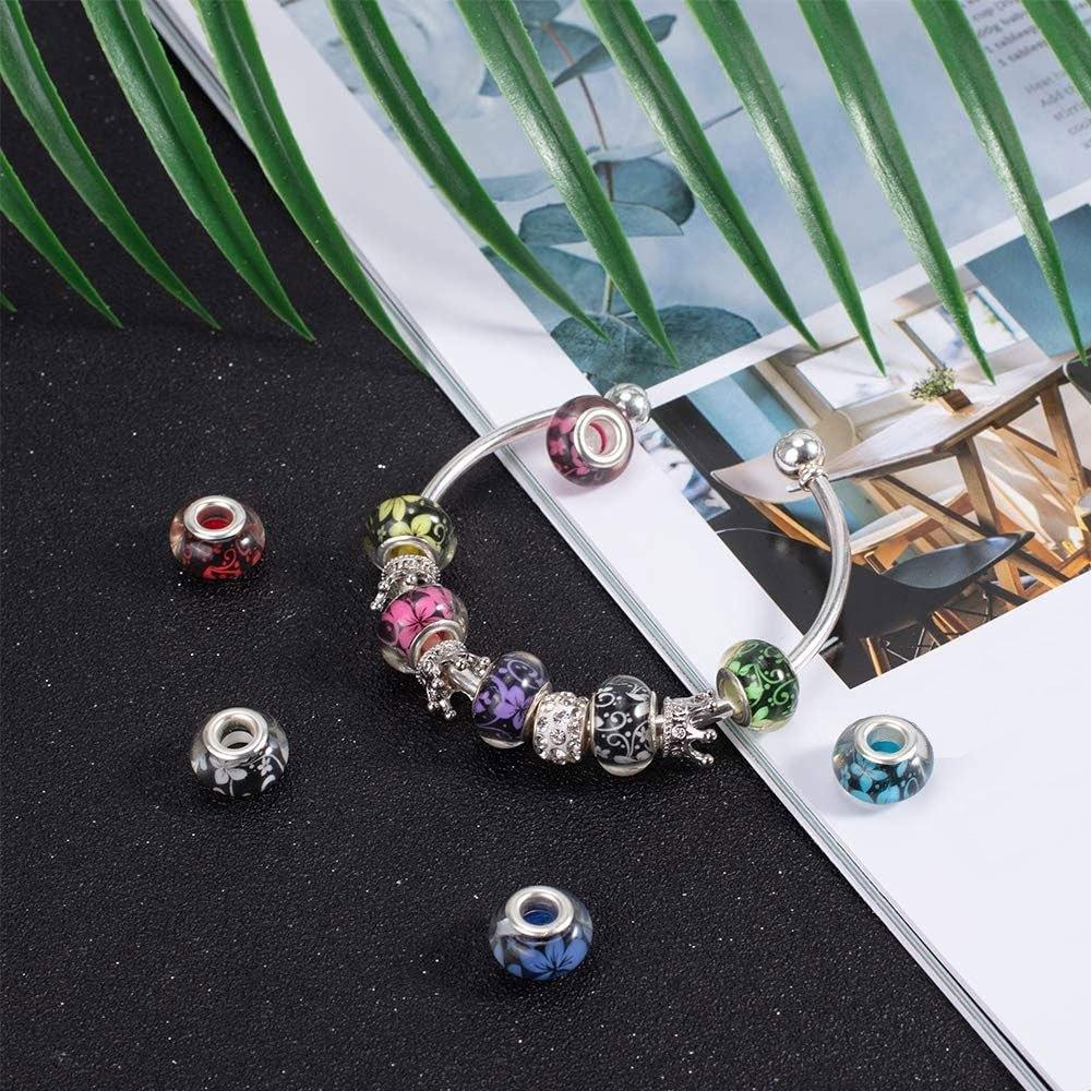 5/15/30pcs Resin Material Flower Pattern Large Hole Bead Decorative Bead Craft Bead DIY Bracelet Necklace Earrings Keychain Jewelry Accessories