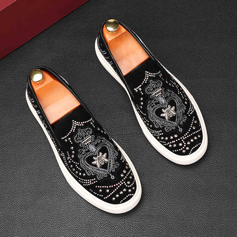 

Мода Новые Роскошные Дизайнерские Мужские Модные Все Подходящие Платформа Вышивка Клепки Повседневная Обувь Балетки Мужские Рок Панк Лоферы Zapatos Hombre 38