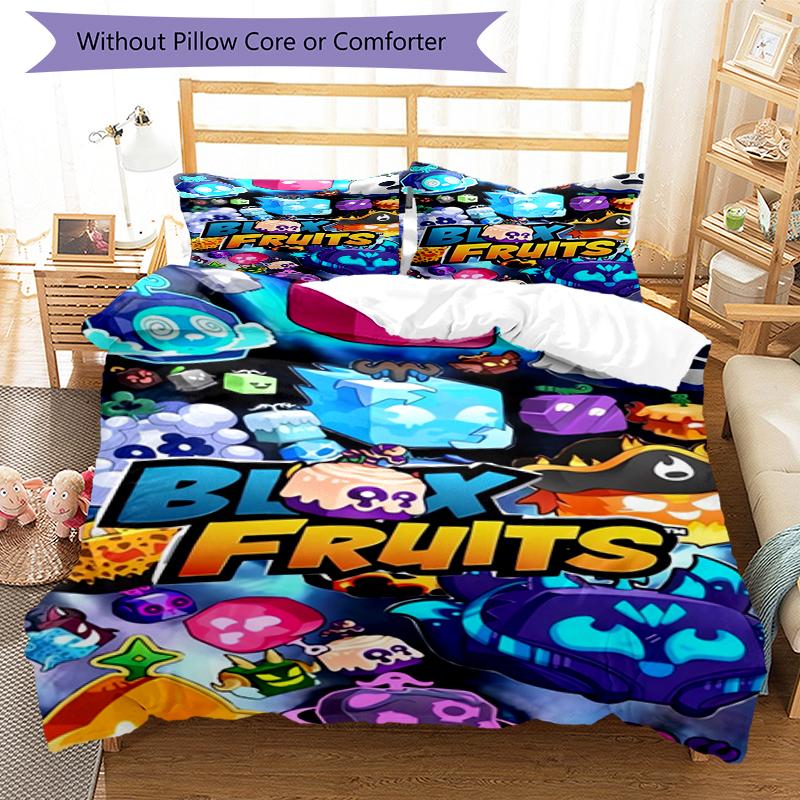3pcs Blox Fruits Bedding Set Duvet Cover Closure Includes 1 Duvet Cover & 2 Pillowcases, Soft and Comfortable for All Seasons.