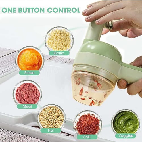 LIVIA Food Processor, Vegetable Cutter, Chopper, Small Electric Slicer, 4-in-1 Multifunctional Handheld Electric Vegetable Cutter, Multifunctional Veg