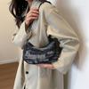 Retro Design Women's Chain Shoulder Bag Soft Denim Female Underarm Bag Handbags Fashi Ladies Small Square Tote Purse Bags