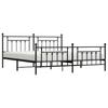 Metal Bed Frame with Headboard and Footboard Black 193 x 203 cm