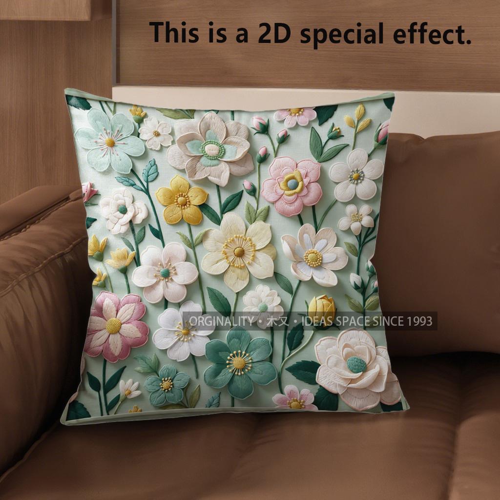 2D Vintage Botanic Floral Throw Pillow Covers** Pattern Cushion Cover Suitable For Sofa Bedroom Car Pillow Cover