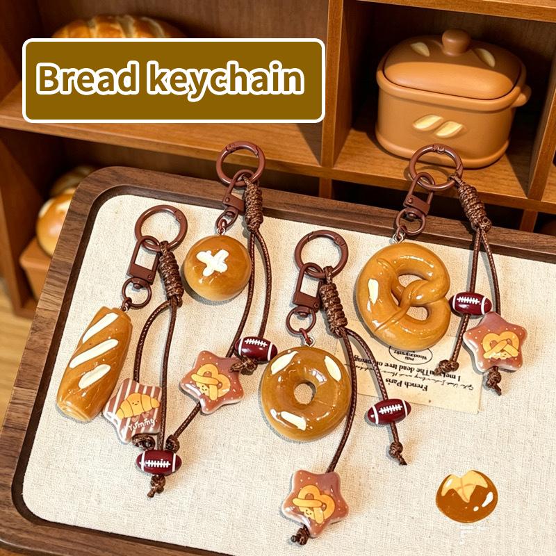 Niedlicher Brot-Schlüsselanhänger mit Schlaufe Strapazierfähiger Schlüsselring Handtaschen-Schmuck Einzigartiges Geschenk für Kuchen- und Gebäckliebhaber