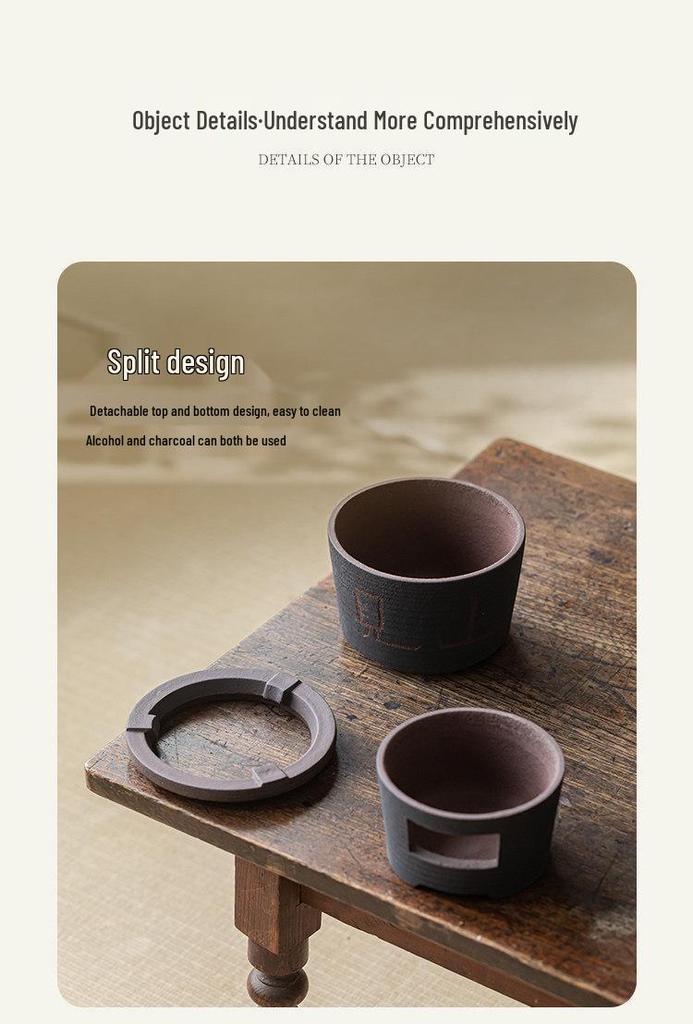 Guanlan Coarse Pottery Dual-use Charcoal Stove & Side-handle Teapot for Outdoor Tea Brewing