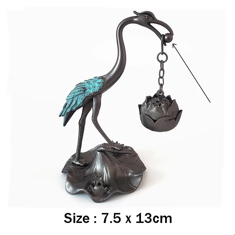 

YXY Античный журавль Подвесная благовонная горелка обратного потока сандал УД металлический держатель для благовоний для домашнего декора украшения 13 см высотой