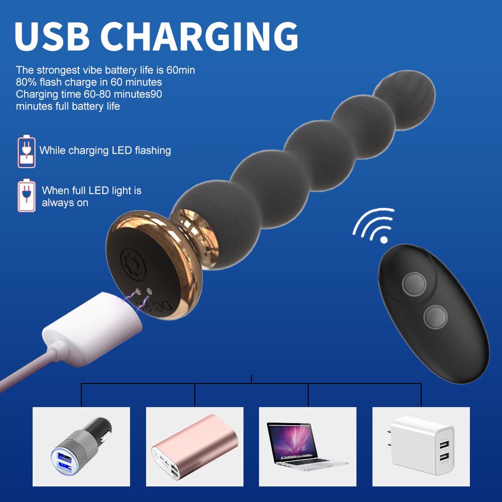 10 Speed Anal Vibrator Anal Beads Prostate Massage Dual Motor Butt Plug Stimulator Remote Control Vibrator Sex Toy For Men Women
