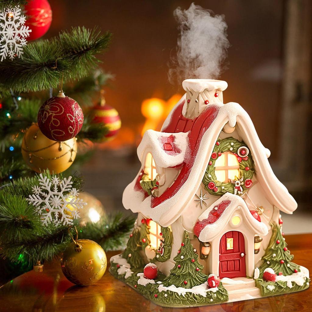 Small House Incense Burner Festive Snow House Incense Burner Winter Holiday Desktop Decoration Xmas Party Ornament for Christmas
