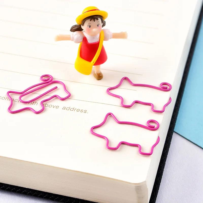 Pig Pink Bookmark Paper Clip School Office Supply 4Pcs/Lot 20Pcs/Lot Gift Stationery Creative Metal Bookmarks  Clips