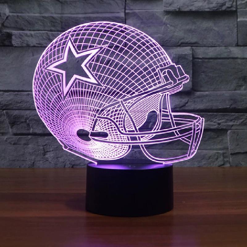 Rugby Cap Pattern 3d Led Night Light With Touch Control For Home Decor Gift