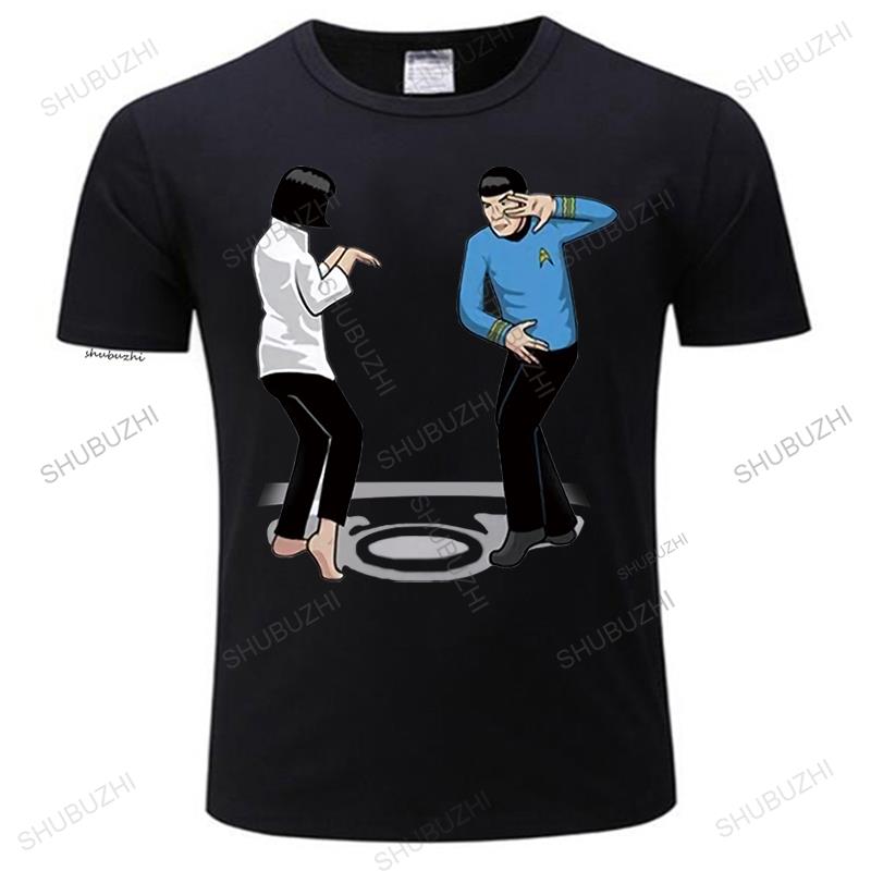 Male Black Tshirts  Cotton Print Mens Summer Oneck Tees Mens Pulp Fiction Dance Short Sleeve Tshirts Euro Size