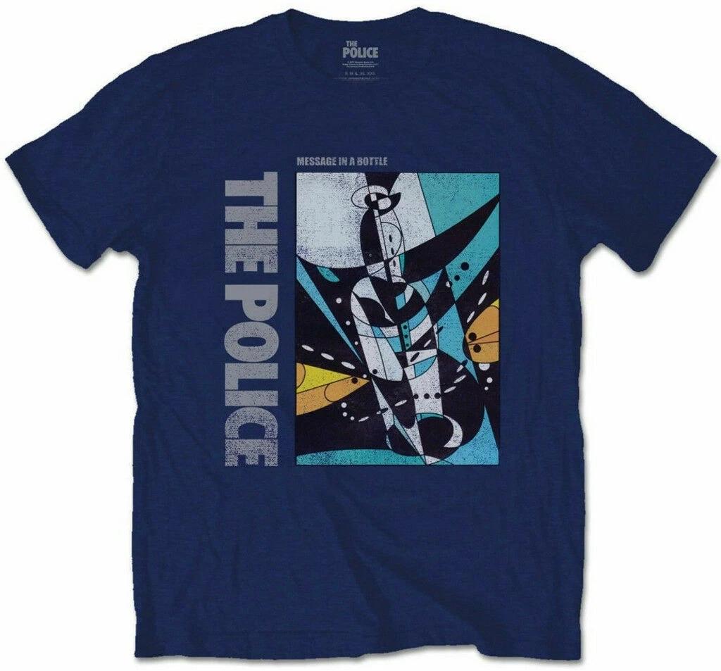 Official The Police Message In A Bottle Mens Blue 100% Cotton T-shirt Mens Tees Top The Police Classic Tee 3XL