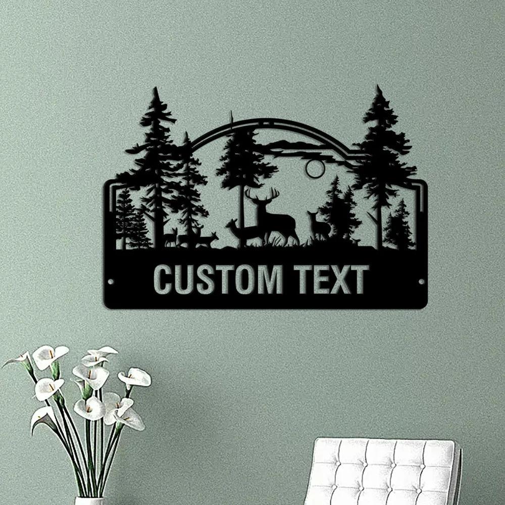 Custom Metal Deer Family Name Sign, Personalized Fawn Yard Plaque & Address Marker, Outdoor Deer Ranch Locator