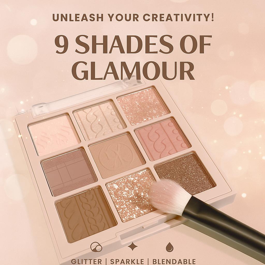 9 Colors Eyeshadow Palette Glitter Sparkling Sequin Finish Highlighter Eyeshadow Rose Color Tone Eyeshadow Beauty Makeup