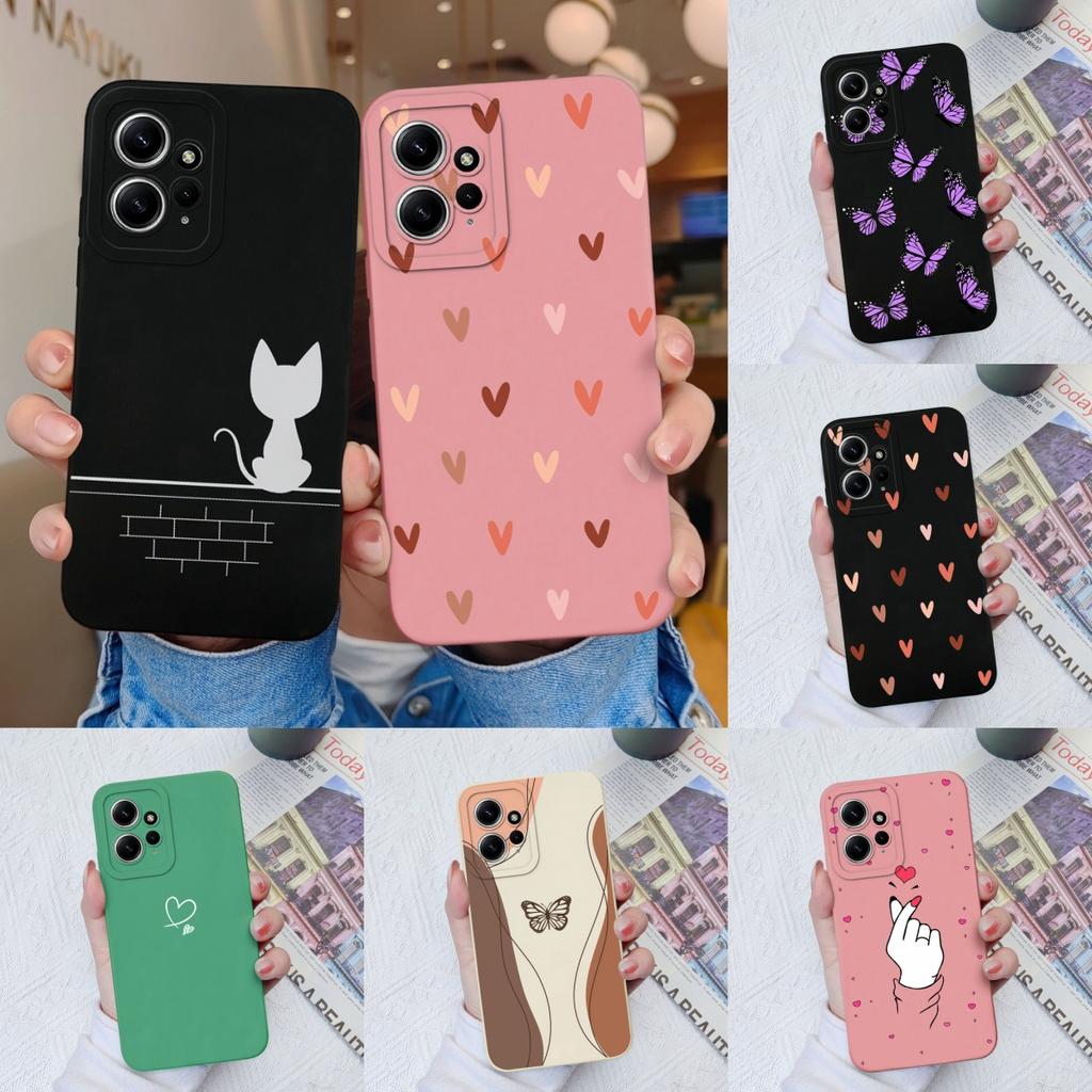 For Redmi Note 12 Pro Plus Case Love Heart Soft Liquid Silicone Full Protection Phone Cover For Xiaomi Redmi Note12 12Pro 4G 5G