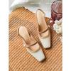 French Evening High Heels Small Heel White Cheongsam Single Shoes Thick Heel Bag Head Sandals Female Mary Jane Bridesmaid Shoes Summer