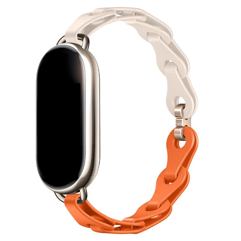 Rubber Strap for Xiaomi Mi Band 8 Stainless Steel Buckle Bracelet for Miband 8 NFC Fashion Lady Style Replacement Silicone Band